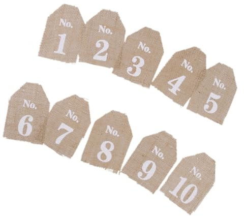 Mikinona 10 Stück Tischnummern 1-10 Rustikale Jute Tischnummern Hessischer Sackleinen Banner Für Empfänge Hochzeit