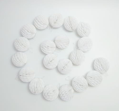 Papier-Wabenbälle zum Aufhängen, Party-Dekorationen, 7,6 cm, Seidenpapier, Pompons, Blumenbälle für Geburtstag, Hochzeit, Party, Babyparty, Kinderzimmer, Wanddekoration (weiß), 20 Stück