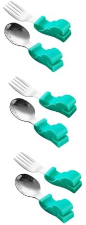 Abaodam Juego De 3 Utensilios Para Comer Para Bebés Y Niños Pequeños Con Mango De Silicona De Grado Alimenticio Cuchara Y Tenedor Para Niños Pequeños Vajilla De Entrenamiento