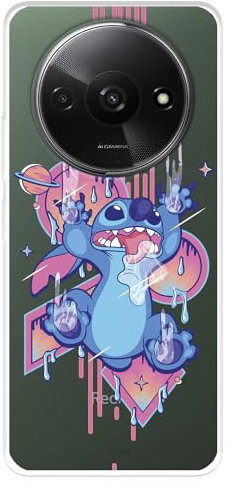 Schutzhülle kompatibel mit Xiaomi Redmi A3, offizielles Disney Stitch Graffiti, zum Schutz Ihres Mobiltelefons, transparent, flexibel, mit offizieller Lizenz von Lilo & Stitch