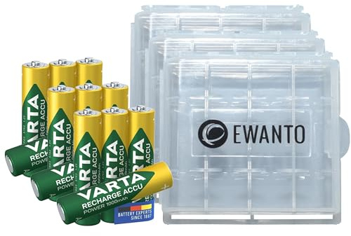 12x für Varta Zelle AA Akku Mignon NiMH 2100mAh Ready to use 1,2V 56706 Bulk + 2X Batteriebox/Akkubox zu Aufbewahrung von 4 STK. Mignon (AA) oder Micro (AAA) Batterien