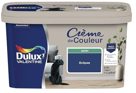 Dulux Valentine Crème de Couleur - Peinture multi-supports intérieure - Satin Eclipse 2,5 L
