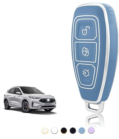 TOOMUME Funda Llave TPU, Carcasa Llave Apto para Ford Kuga Puma Fiesta Focus Ecosport Mondeo Galaxy Edge Grand C-MAX B-MAX Mk2 Mk3 Mk4, Cubierta Llaves Coche Mando - Smart Key