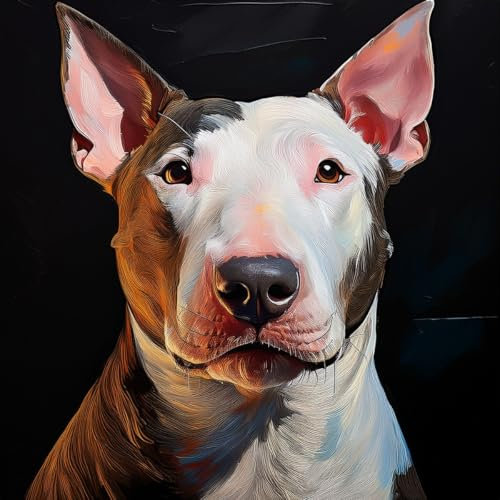 Merchandise for Fans Poster Bild Kunstdruck Wandbild Leinwand Canvas Gemälde 30x30cm - Hund Bullterrier