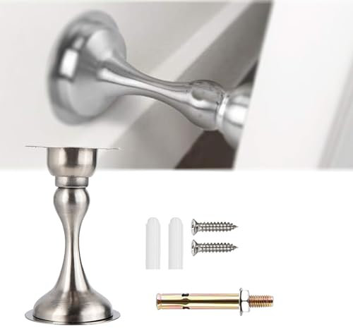 ZQSFPK Magnetic Door Stop, Silver, Modern Wall Mount Door Stopper, 1 Pack