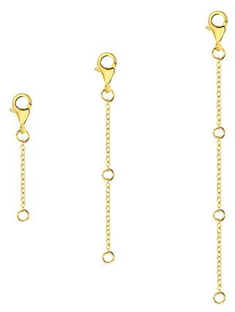 ALEXCRAFT Necklace Extender Bracelet Jewellery Extenders Extension Chains | 3PCS Necklaces Extenders Brass Plated Chain Extender Jewellery Making Bracelet Anklet Choker Extension Chains for Women Men
