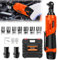 12V Akku-Ratsche Elektrischer Ratschenschlüssel Kit, 3/8 Zoll Set Mit 2 Packungen 1500mAh Lithium-Ionen-Akku Und Ladegerät, 40 Ft-lbs 2300 U/min Power-Ratschenschlüssel