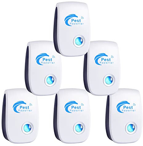 Repelente Ultrasónico de Plagas, 6 Pack Electrónico Repelente Mosquitos Insectos Repelente Ultrasónico Mosquitos para Insectos, Ratones, Mosquitos, cucarachas, arañas, Hormigas