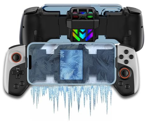 Megadream Mobile Game Controller für iPhone/iOS/Android/Switch/PC mit RGB-Lüfter/Turbo/Back Key/Vibration, kabelloser Gamepad Joystick für iPhone 15/14/13/Galaxy 24/23/22/One Plus/Call of Duty/Genshin