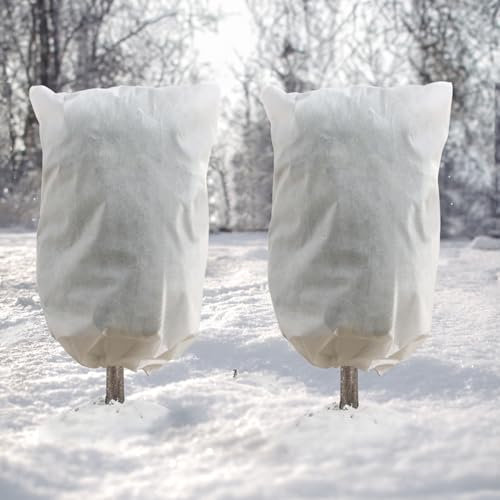 DazSpirit 2pcs 100x120 cm Voile d'Hivernage, Protection Plantes Hiver avec Cordon et Fermeture éclair, Réutilisable Tissu De Protection des Plantes d'hiver de Gel, Givre, Insectes