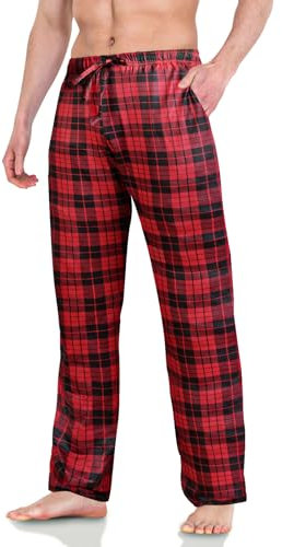 AUYAO Pantalon de Pyjama Homme, Bas de Pyjama à Vêtements de Nuit & de Détente Maison, Long Pantalon de Treillis Avec Cordon de Serrage et Poche (M)