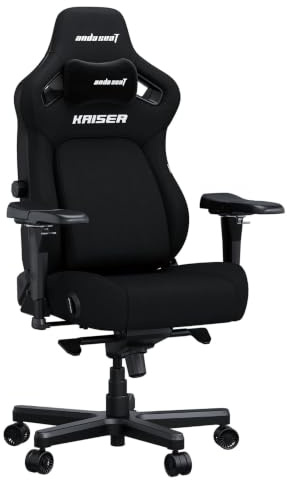 Anda Seat Kaiser 4 Gaming Chair for Adults - XL Reclining Video Game Chairs with 4-Level Pop-Out Lumbar, Linen Fabric, Heavy Duty Neck & Back Support - Black Fabric Ergonomic Gaming Chair