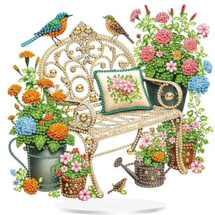 Starnearby DIY Diamond Painting Tisch Deko, 5D Diamant Painting Blumen und Pilz Ornamente, Diamant Malerei Stehend Kunst Set, Festliches Geschenk Hausgeschenk