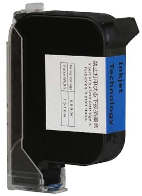 Online-kompatibler Tintenstrahldrucker, Logo, Datum, Chargennummer, Tintenpatronen, Schwarz, Kompatibel mit industrielle Tintenstrahl-Produktionsdatum, QR-Code-Etikettendrucker(1XGreen-25.4mm)