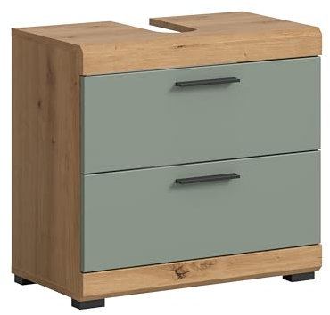 xonox.home Bad Scout X06N3707 Waschbeckenunterschrank Unterschrank Waschschrank in Salbei und Artisan Eiche Nachbildung, ca. B/H/T: 60x56x34 cm