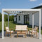 Alu Pergola HWC-N94, Lamellen-Pavillon Terrassenüberdachung, stabiles 10cm-Metall-Gestell 3x3m - weiß