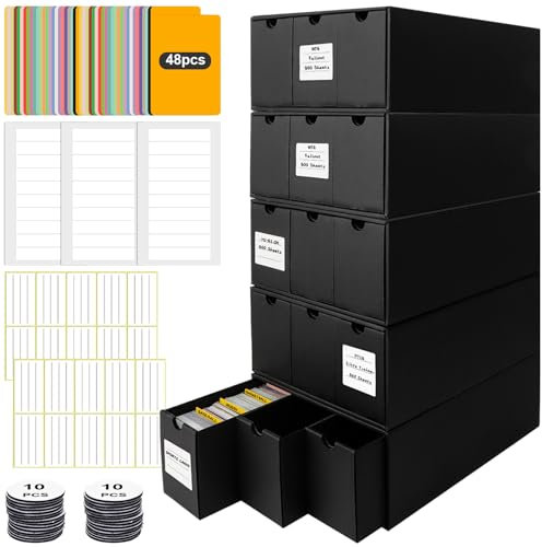 HIMOMO Caja Cartas para 14000+ Cartas, Cartas Organizador con 48 Separadores, Caja para Cartas TCG, MTG, PTCG con Etiquetas y Cinta Adhesiva