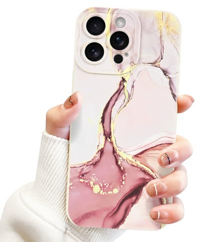 Newseego für iPhone 16 Pro Max Hülle, Marmor Muster Flexibel TPU Handyhülle 6,9 Zoll Stylisch Stoßfest Fallschutz Anti-Kratz Ästhetisch Modisch Schutzhülle für iPhone 16 Pro Max Rosa