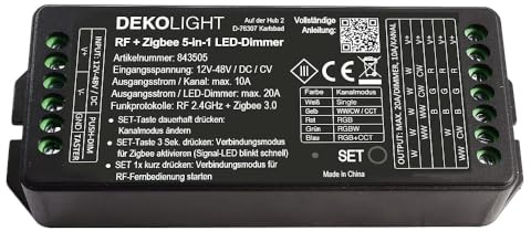 Deko-Light Steuerung RF-smart, LED-Dimmer 5-in1, 5 Kanal, 12-48V, 20A, IP20, Schwarz