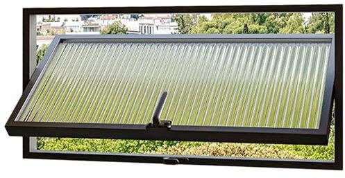 ZXHKZDX Ventana De Ventilación De Aluminio Interiores con Rotación De 360°, Ondulación De Agua Pequeñas Ventanas Artísticas para Gallineros Invernaderos Y Garajes(Black,35.4X11.8IN/90X30CM)