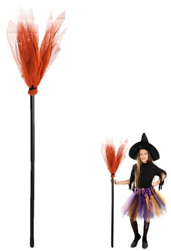 Escoba De Bruja para Halloween, Escoba De Bruja para Niños, Escoba De Bruja Decorativa para Halloween Accesorios De Cosplay, Disfraz De Bruja, Bruja para Fiesta De Cosplay, Disfraces, Fiestas