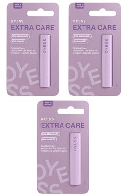 OYESS Lippenpflege 3er Set – Extra Care – (3×4,8 g) Natürlicher Lippenbalsam mit BIO-Hanföl & BIO-Marulaöl pflegt trockene und spröde Lippen