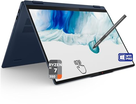 Lenovo IdeaPad 5 2-in-1 Copilot+ Laptop, AMD Ryzen AI 7-350, 16 GB LPDDR5x RAM, 1 TB PCIe SSD, 16 WUXGA (1920x1200) Touchscreen, AMD Radeon 860M Graphics, Backlit Keyboard, W11 Pro, Cosmic Blue