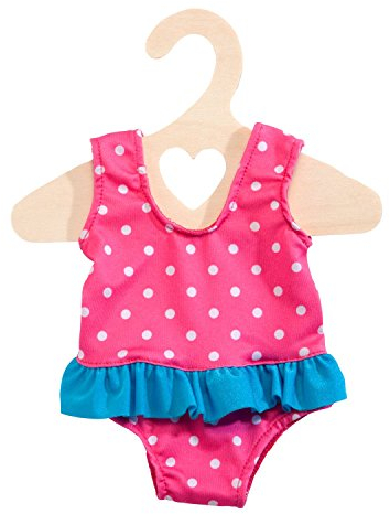 Heless 2886 - Badeanzug für Puppen, pink mit weißen Pünktchen, Größe 35 - 45 cm, für Badespaß an heißen Sommertagen