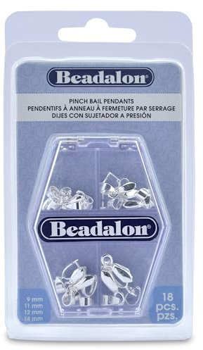Beadalon Pendant Pinch Bail Variety Pack 18 kg Plated, Silver PLT