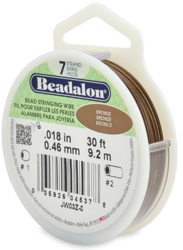 Beadalon Perlenschnur 7-strängig, 0,46 mm, 9,1 m, Bronze Perlenbesaitungsdraht, Edelstahl, 0.46 mm