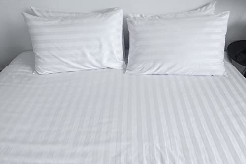texpot Bettwäsche Garnitur 155x220 cm + 80x40 cm weiß Reißverschluß 20 mm Streifen 100% Baumwolle