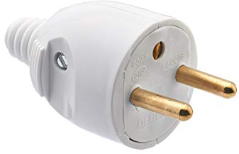 Prise electrique male - Fiche electrique - Prise male - Prise male 220 V - Fiche male - Fiche electrique male - Fiche Male Broche D.4 - 8mm Sortie Droite Portefeuille | Blanc - Debflex - 713100