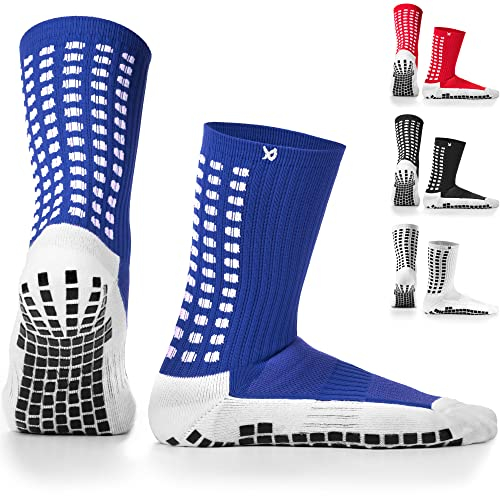 LUX Sports Fußballsocken - Herren & Damen, Größe 38-45, Halblang, Blau - Rutschfeste Noppen - Anti Rutsch Socken - Atmungsaktiv - Grip Sportsocken - Fußballtraining mit Gripsocken Blau
