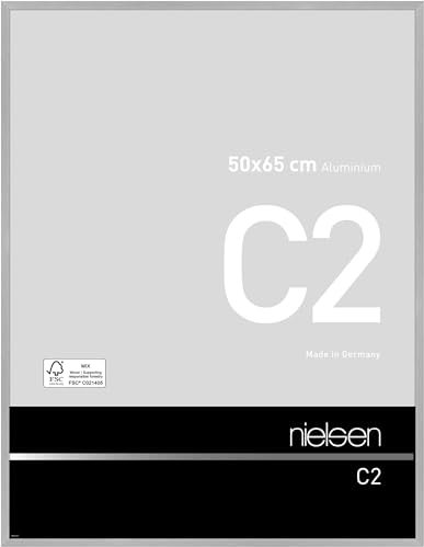 nielsen Bilderrahmen, 50 x 65 cm, Aluminium, Silber matt, Posterrahmen zum Aufhängen im Hoch- & Querformat, Echtglas, C2