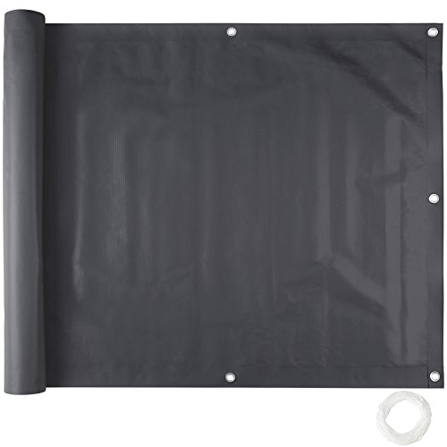TecTake® Brise Vue Balcon en PVC Résistant aux intempéries et aux déchirures Cache Vue Balcon et Terrasse Paravent Exterieur Pare Soleil Panneau occultant Exterieur Brise Vent - 6 m x 0.90 m - Noir