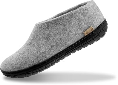 Glerups dk Modell AR-02 Unisex - Erwachsene Filz-Hausschuh, Damen,Herren Huettenschuhe, Stiefel warm Winter Anti-rutsch,Grey,36 EU / 3.5 UK