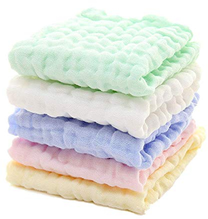 5er-Pack Handtücher Spucktuch 30 x 30 cm Klein | 100% Weiche Baumwolle | Hygienischer als Mikrofaser | Schnelltrocknend | Super für Kinder & Babys