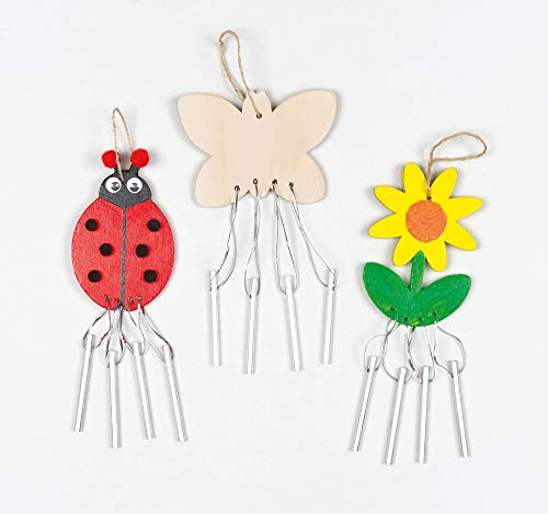 Baker Ross E8743 Wildlife Wooden Windchimes (Pack of 4) For Kids To Paint And Hang, 10cm