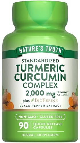 Nature's Truth Turmeric Curcumin Capsules Supplement | with 95% Standardized Curcuminoids and Bioperine | 90 Count | Non-GMO and Gluten Free