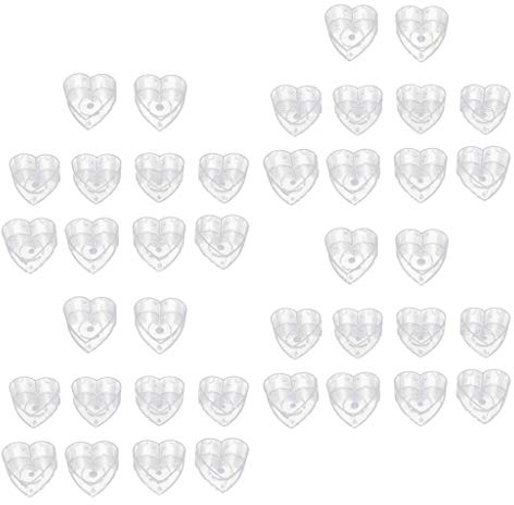 Unbekannt Lot de 40 bougies chauffe-plat en forme de cœur transparent - Boîte vide - Moules à bougie - Modèle de mèche - Pour bricolage - Gel - Bougies chauffe-plat AOD