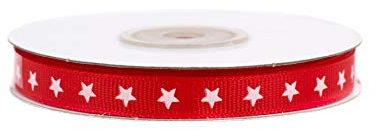 Ripsband 10mm x 20m mit Sternen Rot
