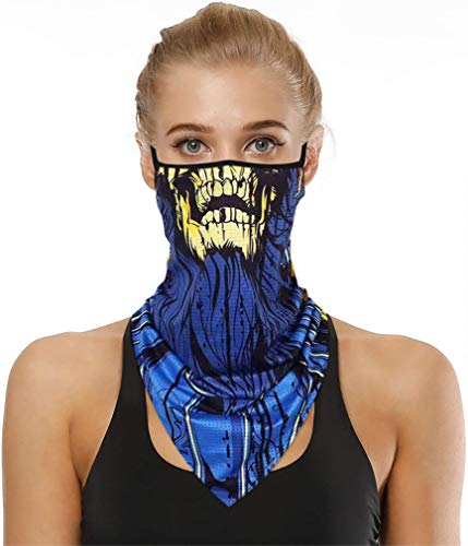 Dreieckstuch Bandana mit Ohrschlaufen | Outdoor Halstücher für Damen und Herren - Blau - Eine Größe passt meistens