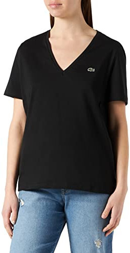Lacoste T-shirt Col V Femme Noir 36