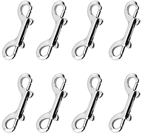 Mosquetón Doble de Buceo, 8 Pieces Gancho de Seguridad de Doble Extremo,Broche de Perno de Doble Extremo, Perno para Cadenas, Doble Mosquetón de Acero Inoxidable