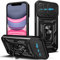 NC LOCLOUD - Cover per iPhone 11, protezione della fotocamera, con lente scorrevole, cover e supporto ad anello, custodia in silicone duro e TPU, antiurto, antigraffio, colore: nero