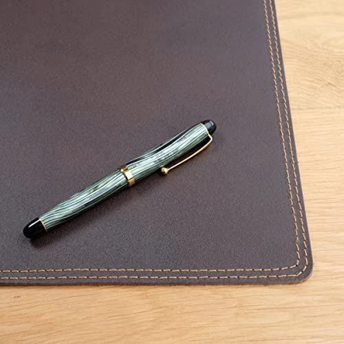 Hamosons Hochwertige Schreibtischunterlage/Schreibtischauflage aus Echt-Leder, Braun, Modell 100