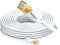 Elfcam® - 2m Cat7 Câble Réseau Ethernet RJ45, LAN/WLAN Câble Cat 7 Paire Torsadée Blindée SFTP 100% Cuivre, Câble Rond, Blanc (2M)