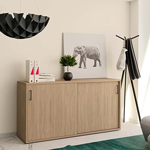 Weber Büro Schiebetürenschrank Sideboard NOVA 2OH 1640 x 740 mm Bernsteineiche