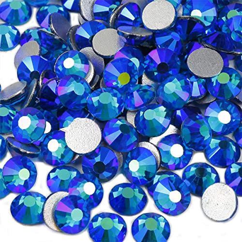Genie Crystal 1440 Stück Pfauenblau AB Strasssteine Flatback SS 20, 5 mm 10 Brutto-Packung Blau Zirkon Aurora Borealis-Glas Kleber auf Strass für Tumbler, Tassen, DIY Handwerk, Bling Dekoration