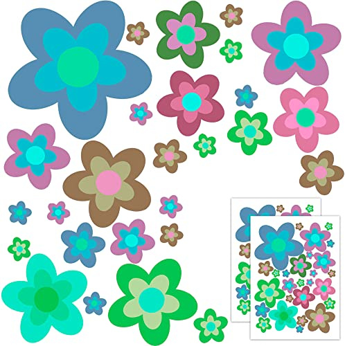 GamesMonkey® - Adesivi Auto Fiori Margherite Prilblumen Tuning - 27/54 / 108 Pezzi - Carrozzeria Divertenti Moto Bicicletta Stickers Vetri Casco (Small, 54 Pezzi, Col 002)
